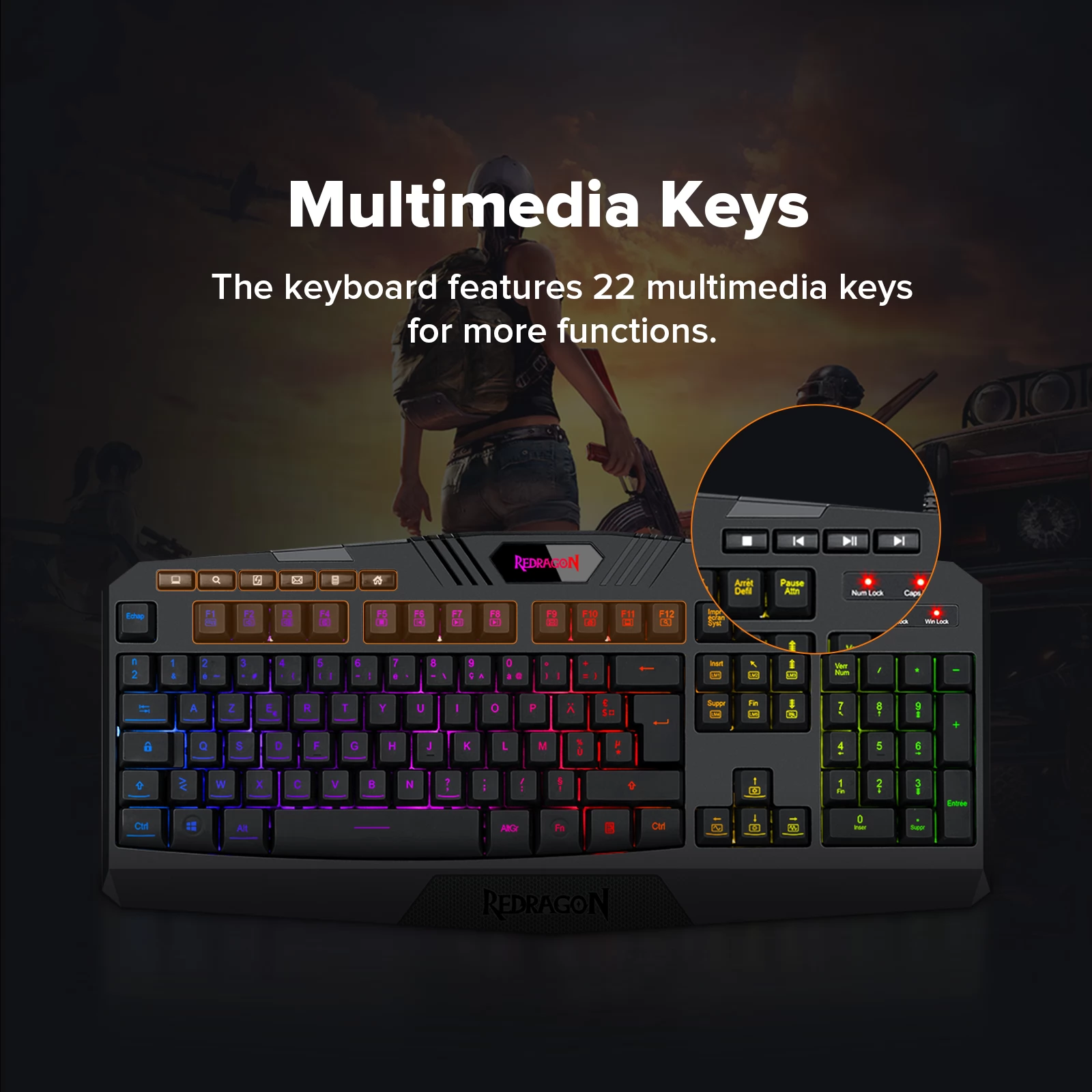Redragon S101-K Wired Keyboard and Mouse Combo, RGB Backlit Keyboard, AZERTY FR Layout and 4 DPI Levels Mouse