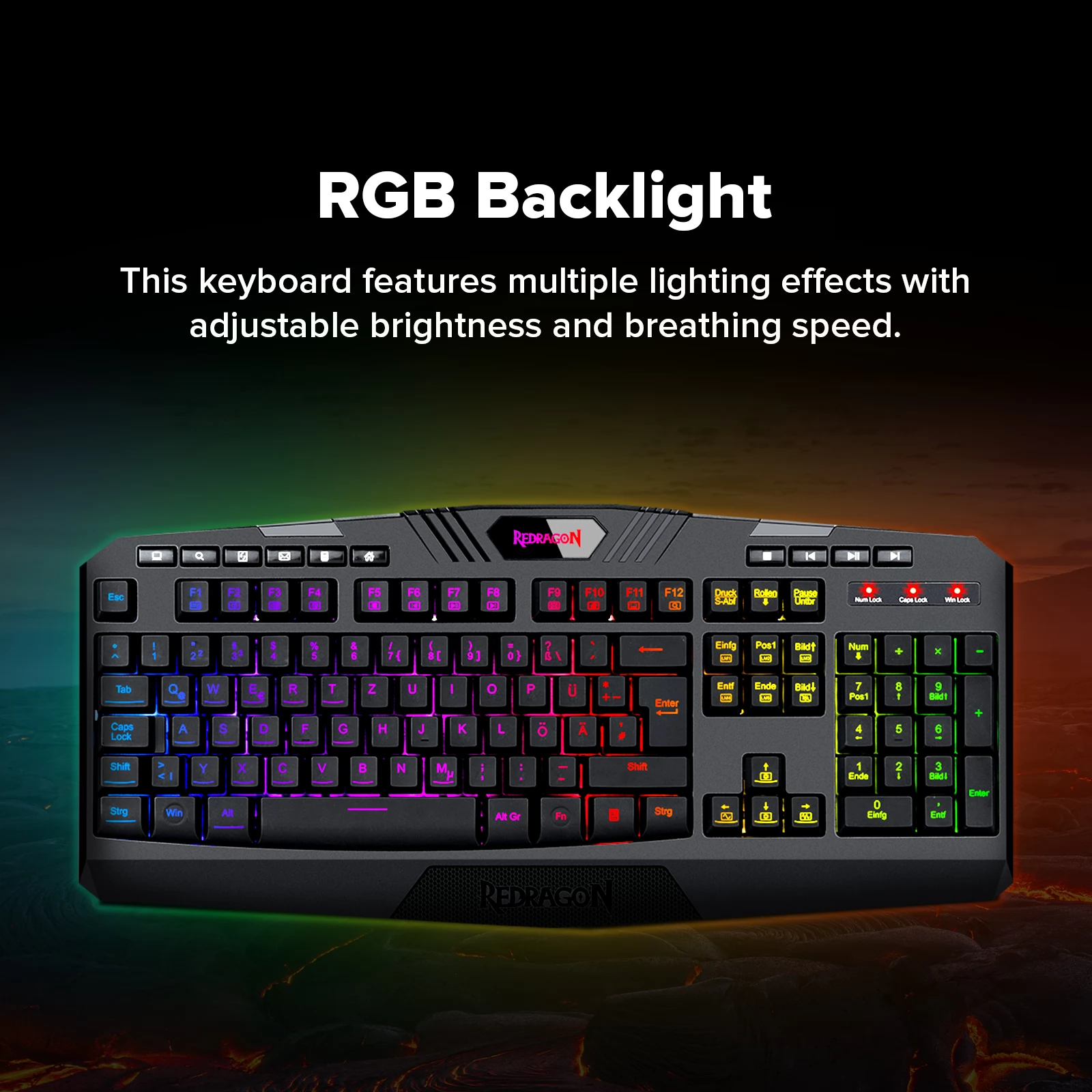 Redragon S101-K Kabelgebundene Tastatur- Und Mauskombination, RGB-Tastatur Mit Hintergrundbeleuchtung, 4200-DPI-Maus