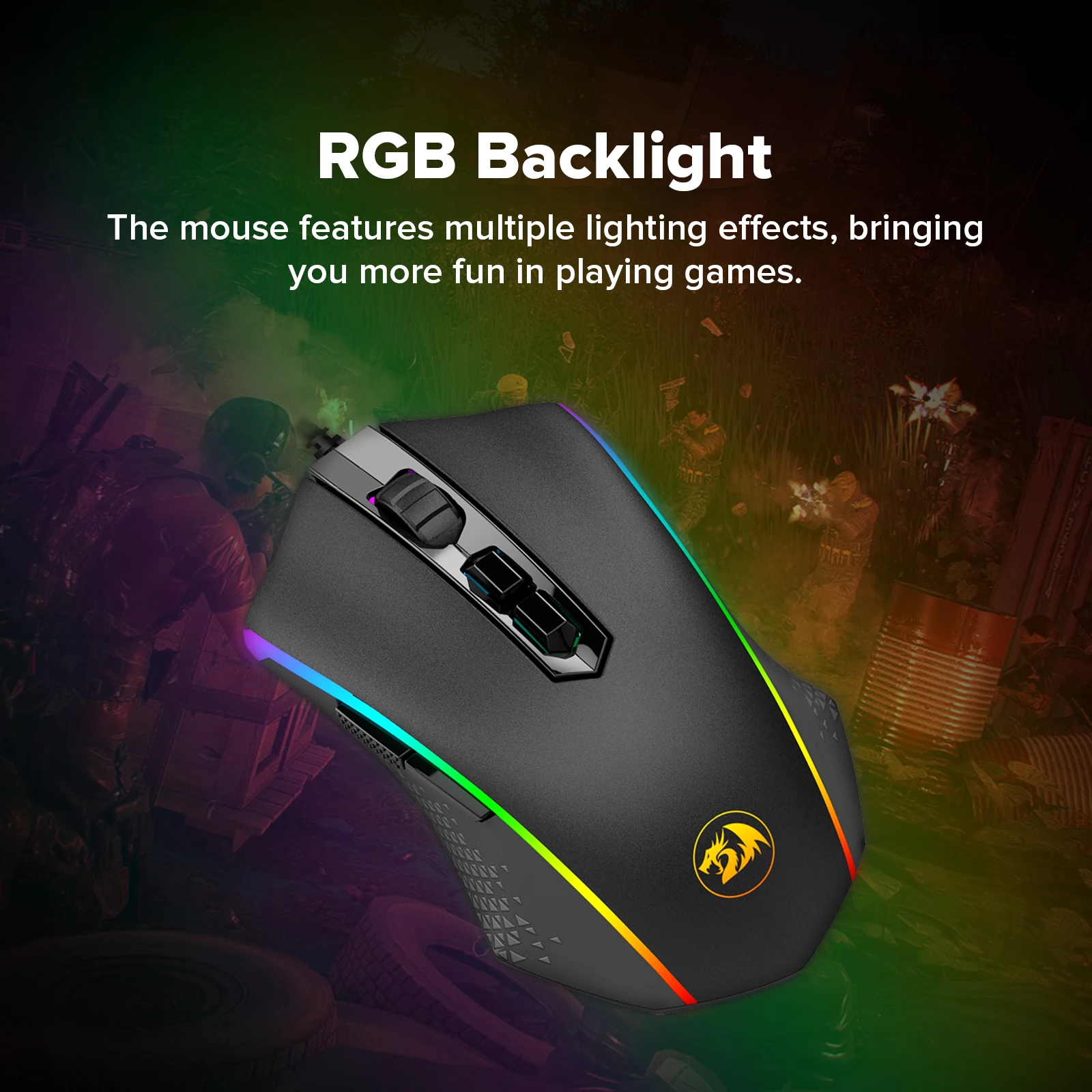 Redragon S113-KN Gaming Keyboard Mouse Combo, Rainbow Keyboard, AZERTY French Layout and RGB Gaming Mouse