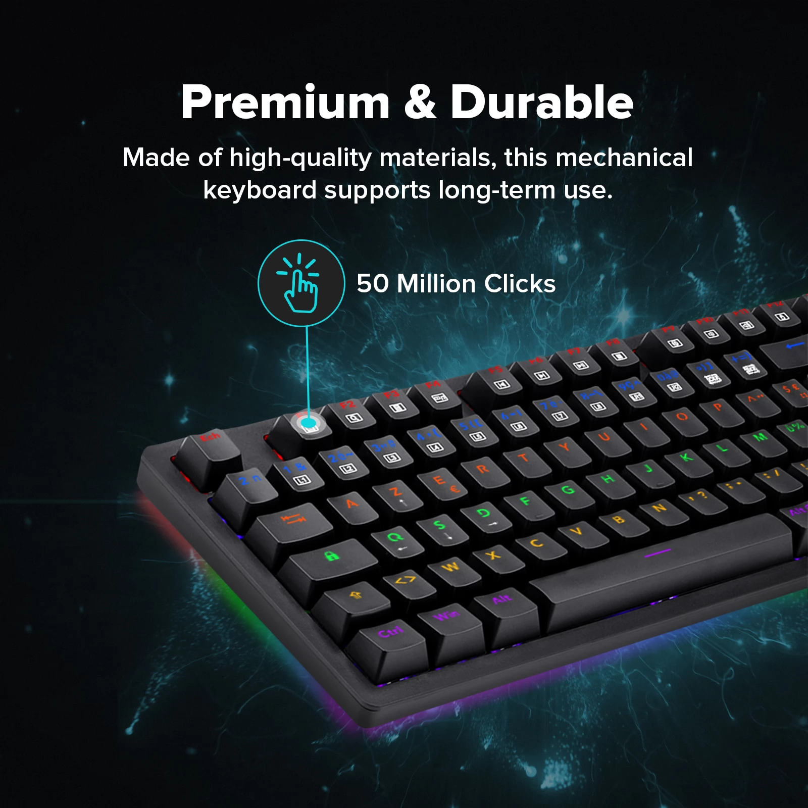 Redragon S113-KN Gaming Keyboard Mouse Combo, Rainbow Keyboard, AZERTY French Layout and RGB Gaming Mouse