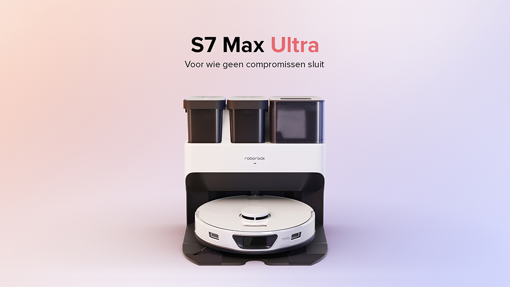 Roborock S7 Max Ultra robotstofzuiger, 5500Pa zuigkracht, automatisch drogen, zelfreinigend - Wit