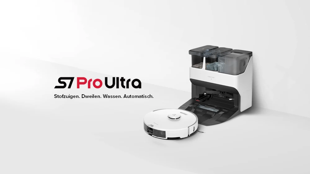 Roborock S7 Pro Ultra Robotstofzuiger Met dweilfunctie, Automatische dweilreiniging, 5100Pa Zuigkracht, Dweil Tillen
