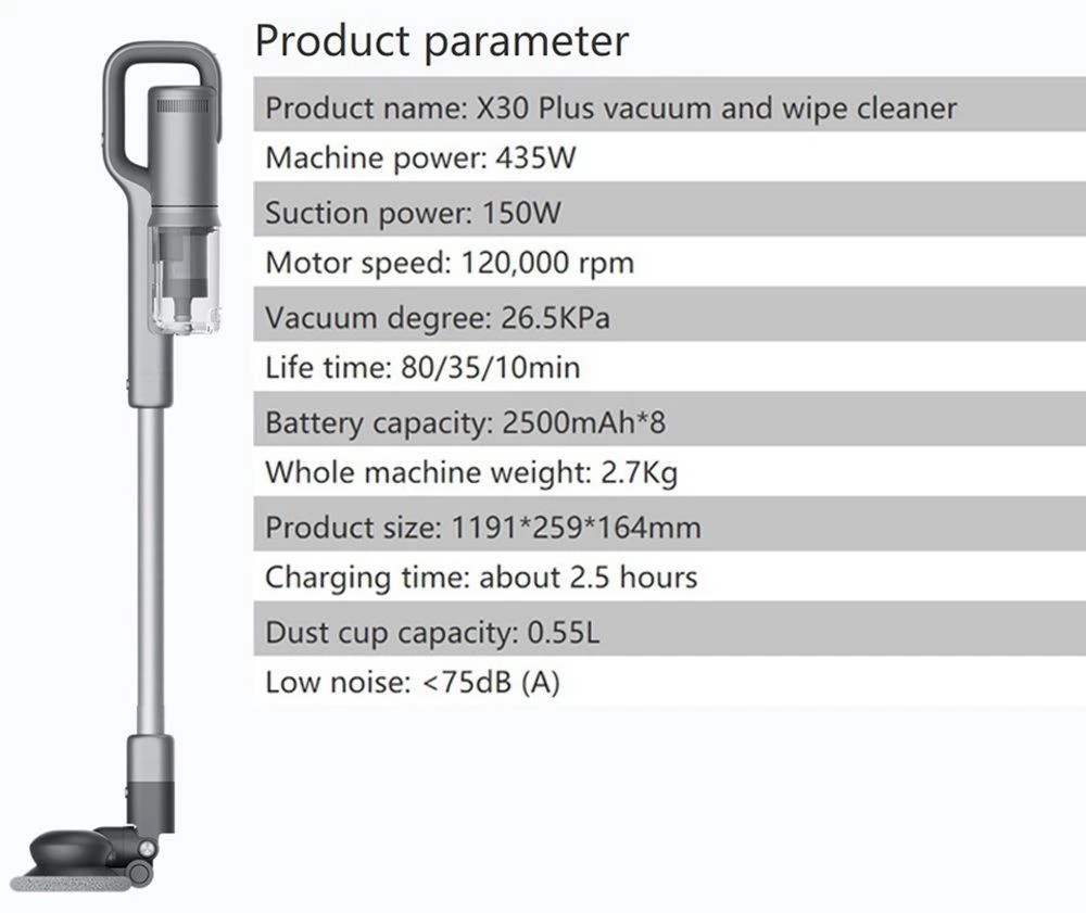 XIAOMI ROIDMI NEX 2 Plus X30 Plus Hand-Akku-Staubsauger mit rotierenden Mop (CN-Stecker)