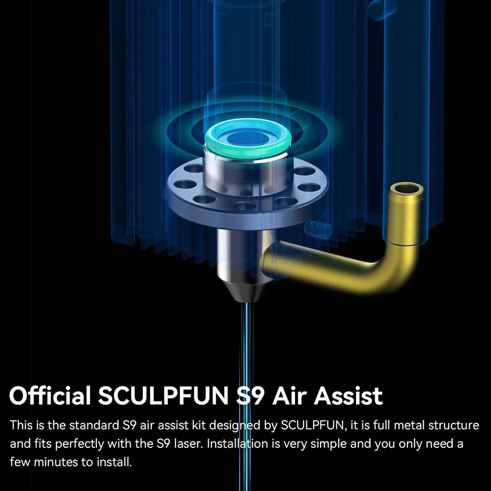 SCULPFUN S6 Pro / S9 / S10 Air Assist Nozzle Kit met EU versie 220V 30L / min luchtpomp, full metal structuur mondstuk