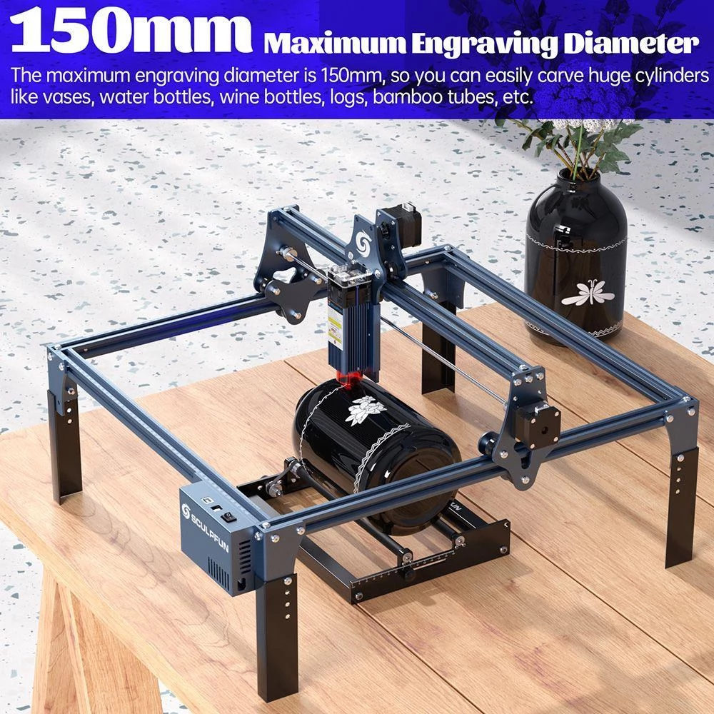 Sculpfun Laser Rotary Roller Laser Engraver Y-axis Rotary with 360°Rotating for Laser Engraving Cylindrical Objects Cans
