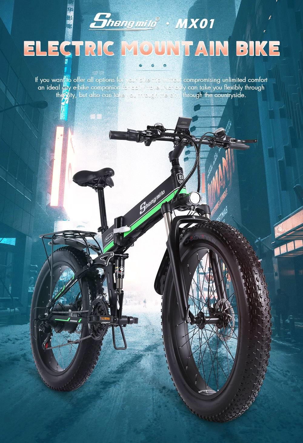 Shengmilo MX01 26 Inches Fat Tire Foldable Electric Bike 12 Magnetic  Booster- Battery 12.8 Ah  1000W Motor - GEEKMAXI.COM