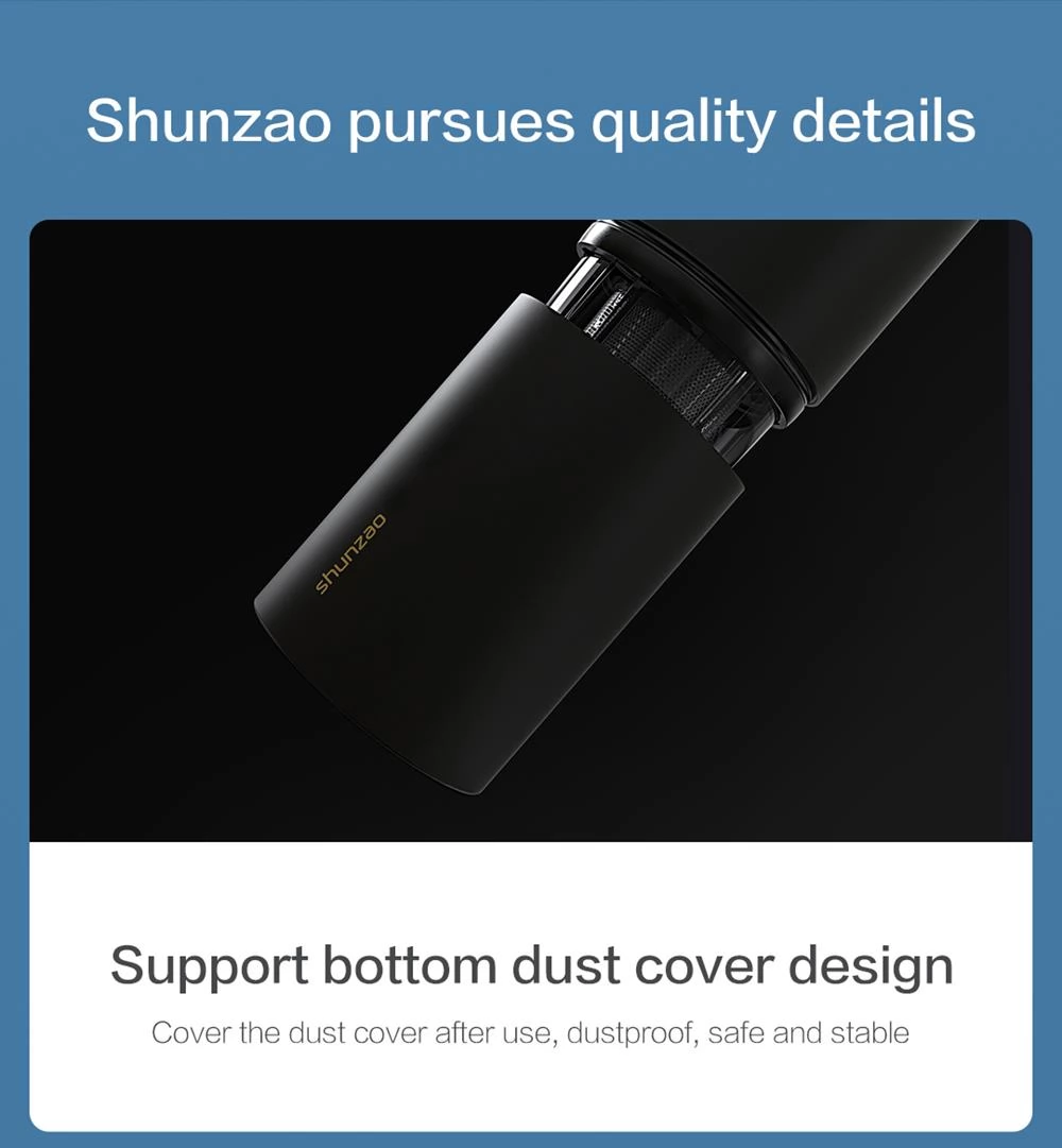 Shunzao Z1 Pro 15.5Kpa Suction Portable Handheld Car Vacuum Cleaner, 2-gear Speed, 0.1L Dust Cup, 2000mAh Battery