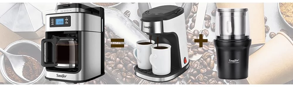 Sonifer SF3541 1050W 2in1 Filterkaffeemaschine, 1200 ml/10 Tassen, gemahlene/Bohnen-Kaffeemaschine & Digitalanzeige