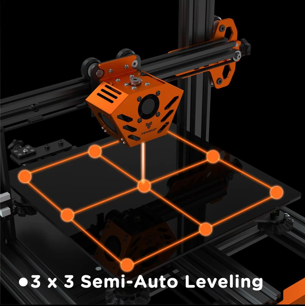 TEVOUP Tarantula Pro 3D Printer, semi-automatisch nivelleren, 0.4mm Nozzle, Volcano Hotend 32-bit moederbord, 235x235x250mm
