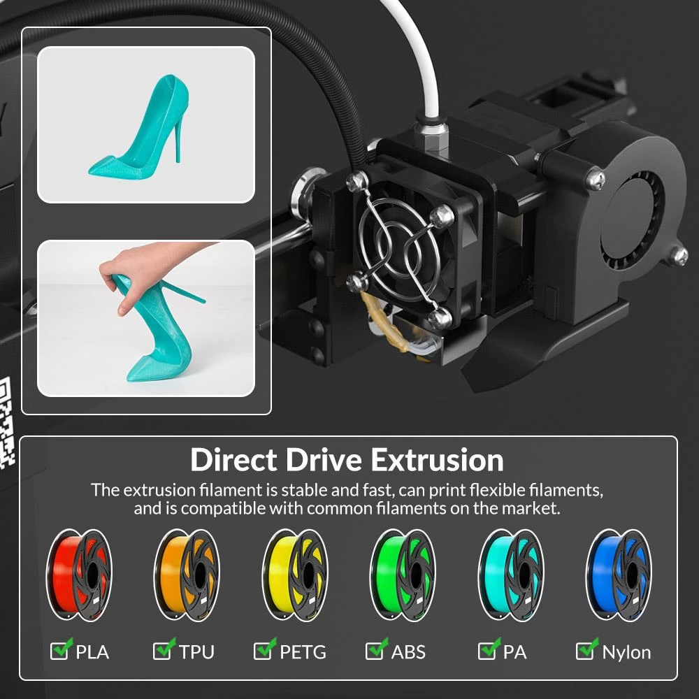 TRONXY CRUX 1 Mini 3D Drucker mit Direktantrieb, Extruder, Druckgröße 180 x 180 x 180 mm & schnelle Montage