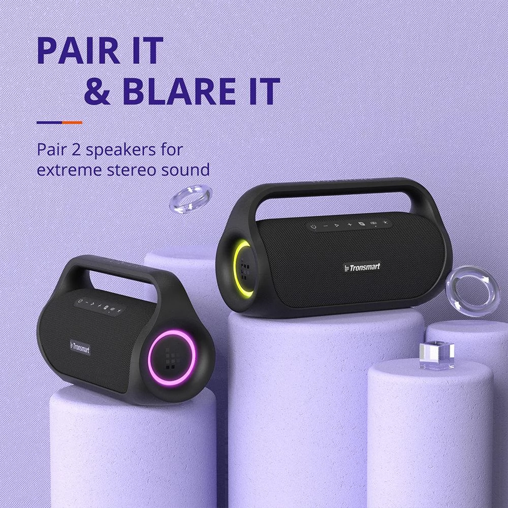 Tronsmart Bang Mini 50W draagbare feestspreker, SoundPulse Audio, Bluetooth 5.3, 15 uur speeltijd, NFC, IPX6 waterdicht