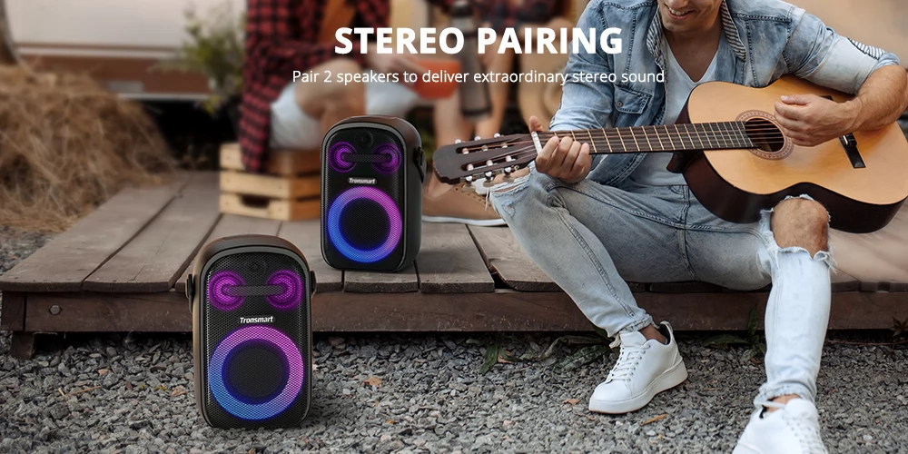 Tronsmart Halo 100 Portable Party Speaker, 3-Way Sound System, 18 Hours Playtime, Bluetooth 5.3, 12000mAh(7.4V 6000mAh)