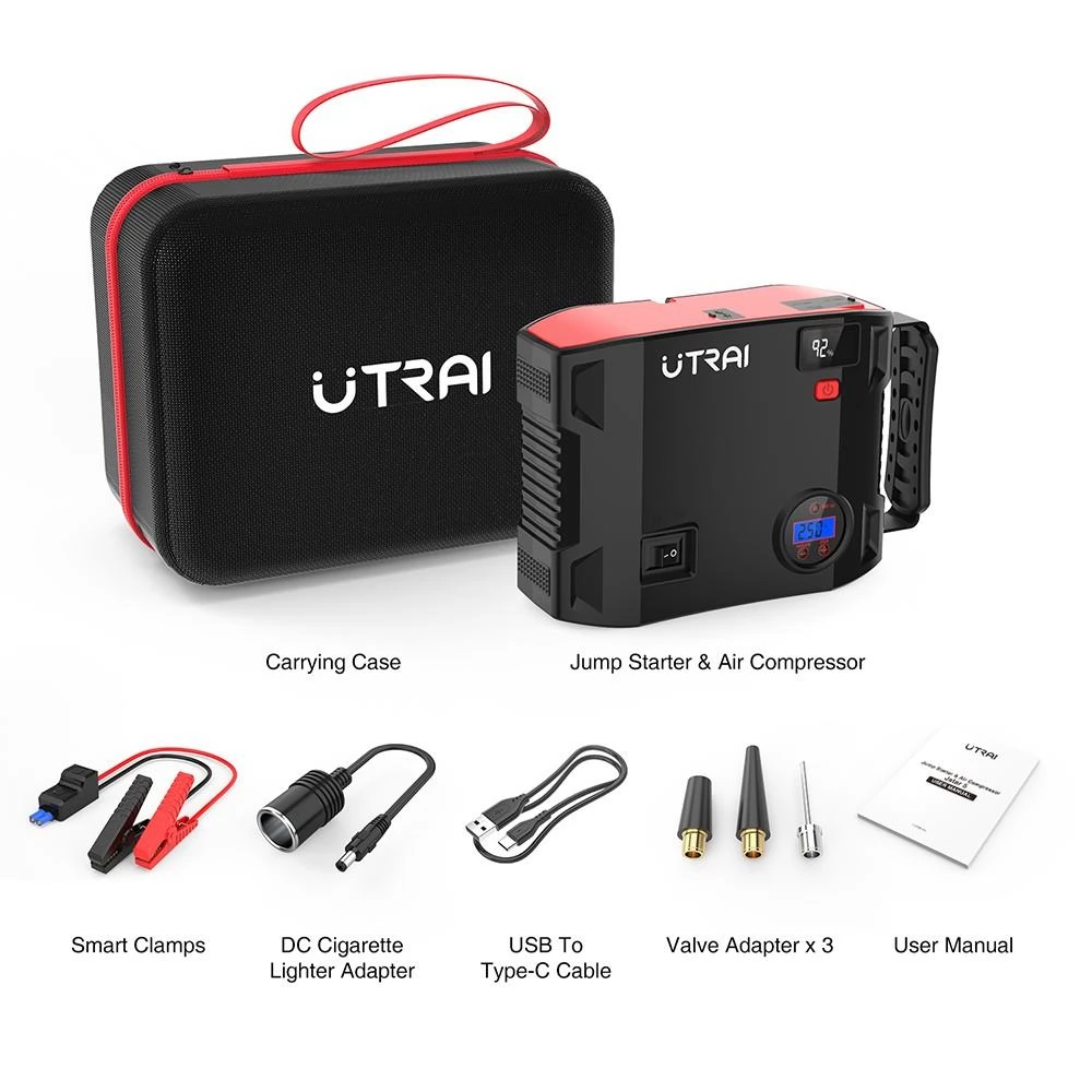 UTRAI Jstar 5 24000mAh 2000A 4-in-1 Car Jump Starter with 150 PSI Air Compressor Dual Display Start Up To 8.0 L GAS 7.5 L DIESEL