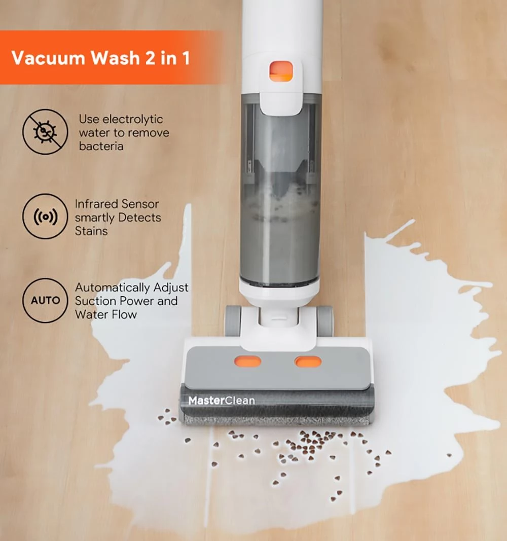 Ultenic AC1 Cordless Wet Dry Vacuum Cleaner, 15KPa Suction, 2L Water Tanks, Dual Edge Cleaning, 45min Runtime, Smart LED