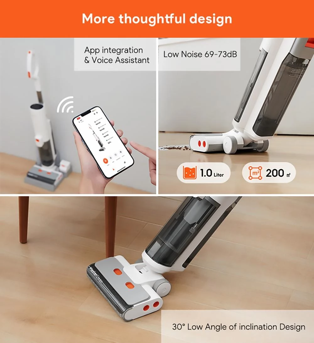 Ultenic AC1 Cordless Wet Dry Vacuum Cleaner, 15KPa Suction, 2L Water Tanks, Dual Edge Cleaning, 45min Runtime, Smart LED