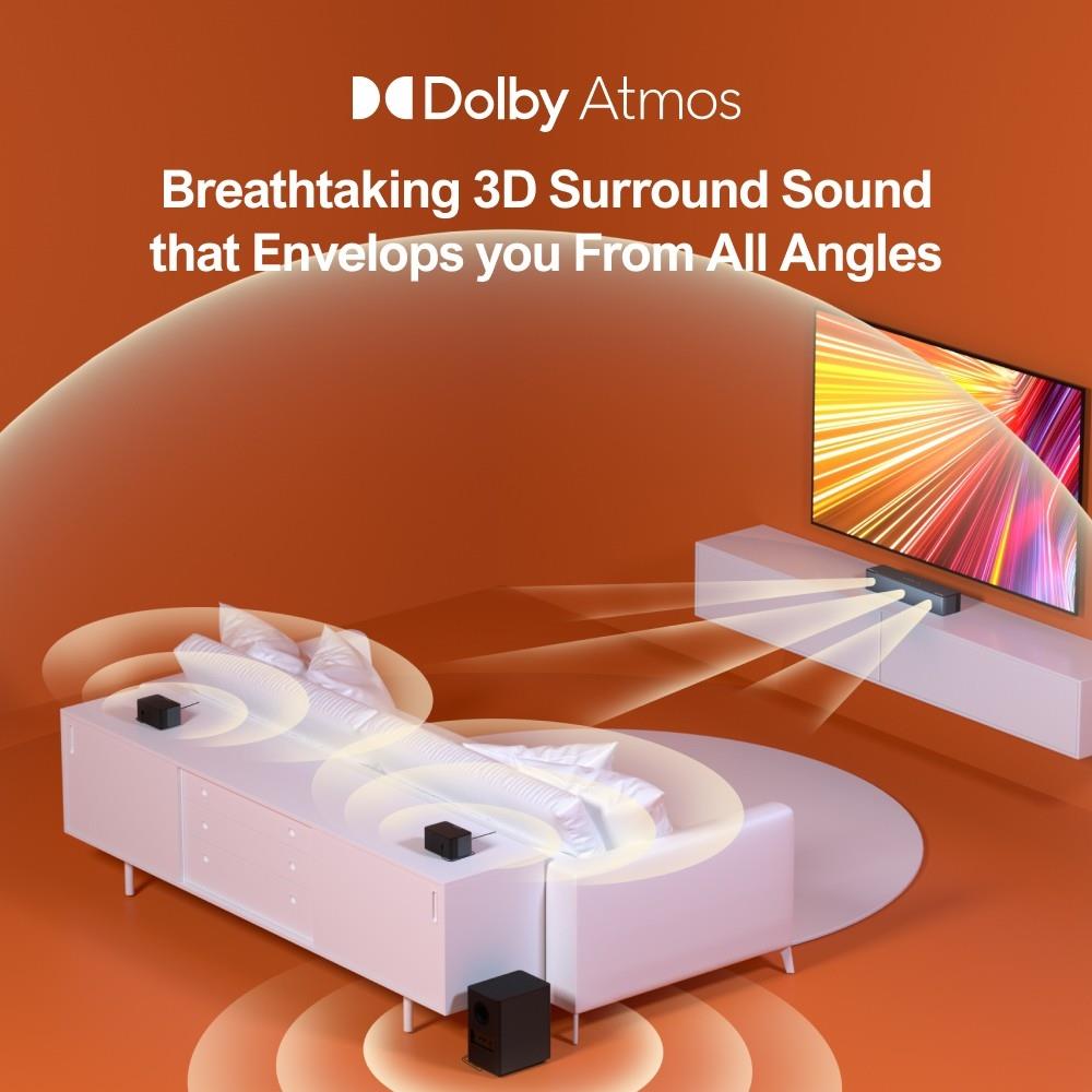 Ultimea Poseidon D60 Soundbar Subwoofer-luidsprekerset, Dolby Atmos 5.1, instelbaar surroundniveau, meerdere modi