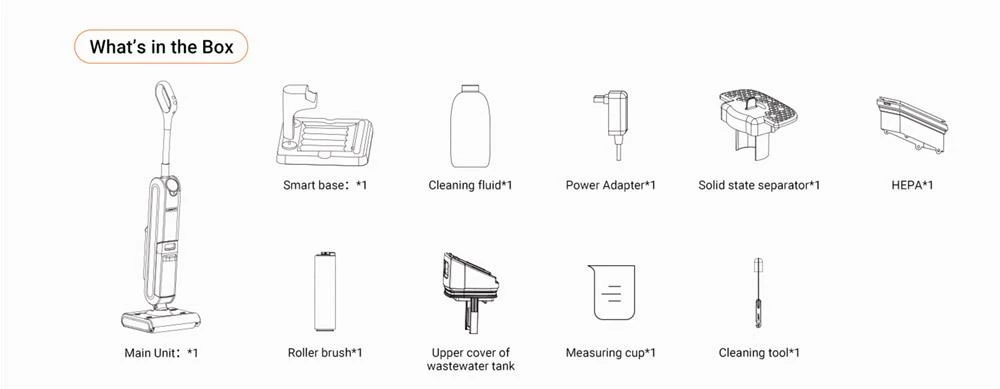 Uwant X100 Akku Nass- & Trockensauger mit 600ml 4000mAh mit intelligenter Schmutzerkennung, Doppelwalzenbürste (EU)