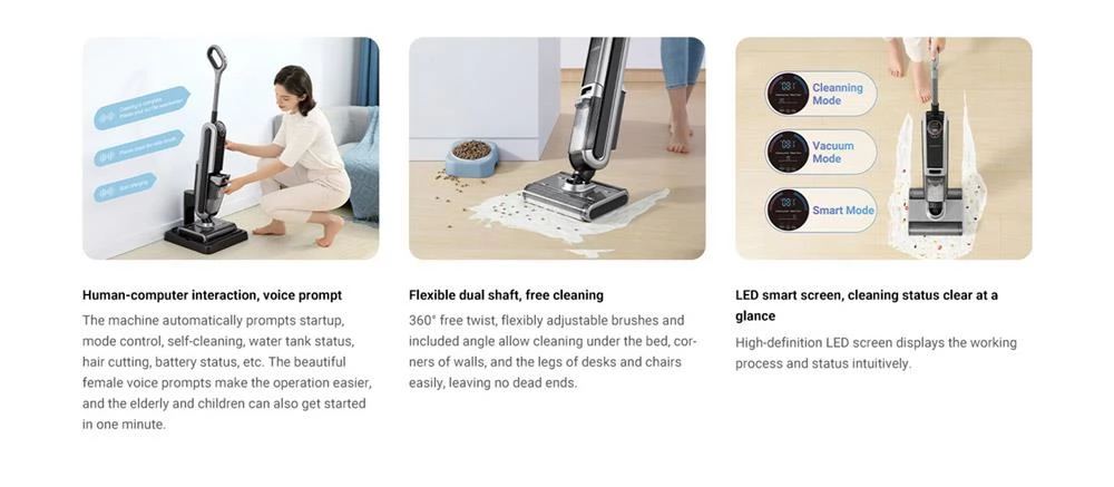 Uwant X100 Akku Nass- & Trockensauger mit 600ml 4000mAh mit intelligenter Schmutzerkennung, Doppelwalzenbürste (EU)