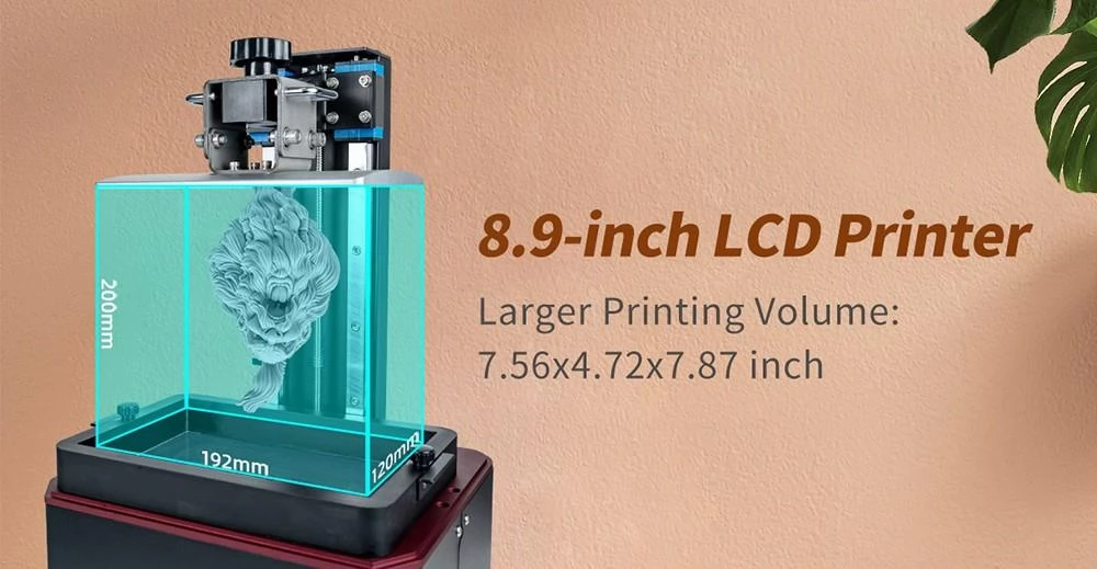 Voxelab Proxima 8.9 4K Mono LCD Harz 3D Drucker, parallele Lichtquelle, doppelte lineare Schienen, 192 x 120 x 200 mm
