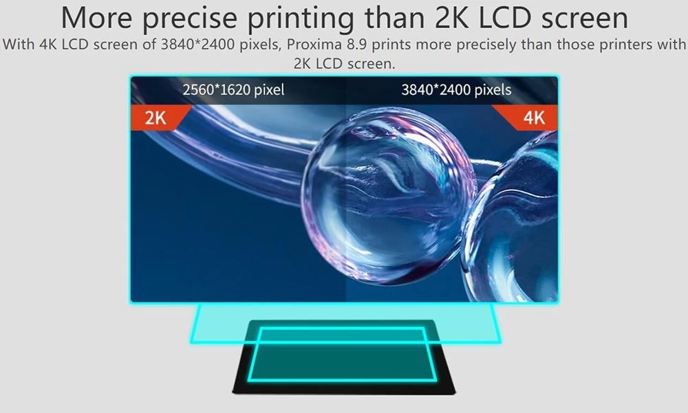 Voxelab Proxima 8.9 4K Mono LCD Resin 3D Printer, Parallel Light Source, Double Linear Rails, 192x120x200mm
