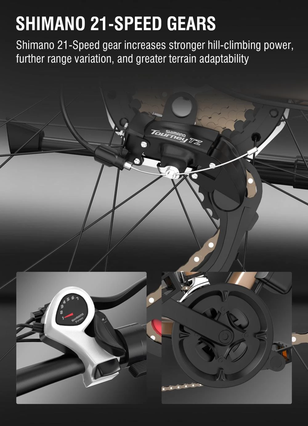 X-TRON C29 29*2.1  Wheels Elektrische Fiets Shimano 21-versnellingsuitrusting-48V 10AH-batterij en 500W motor