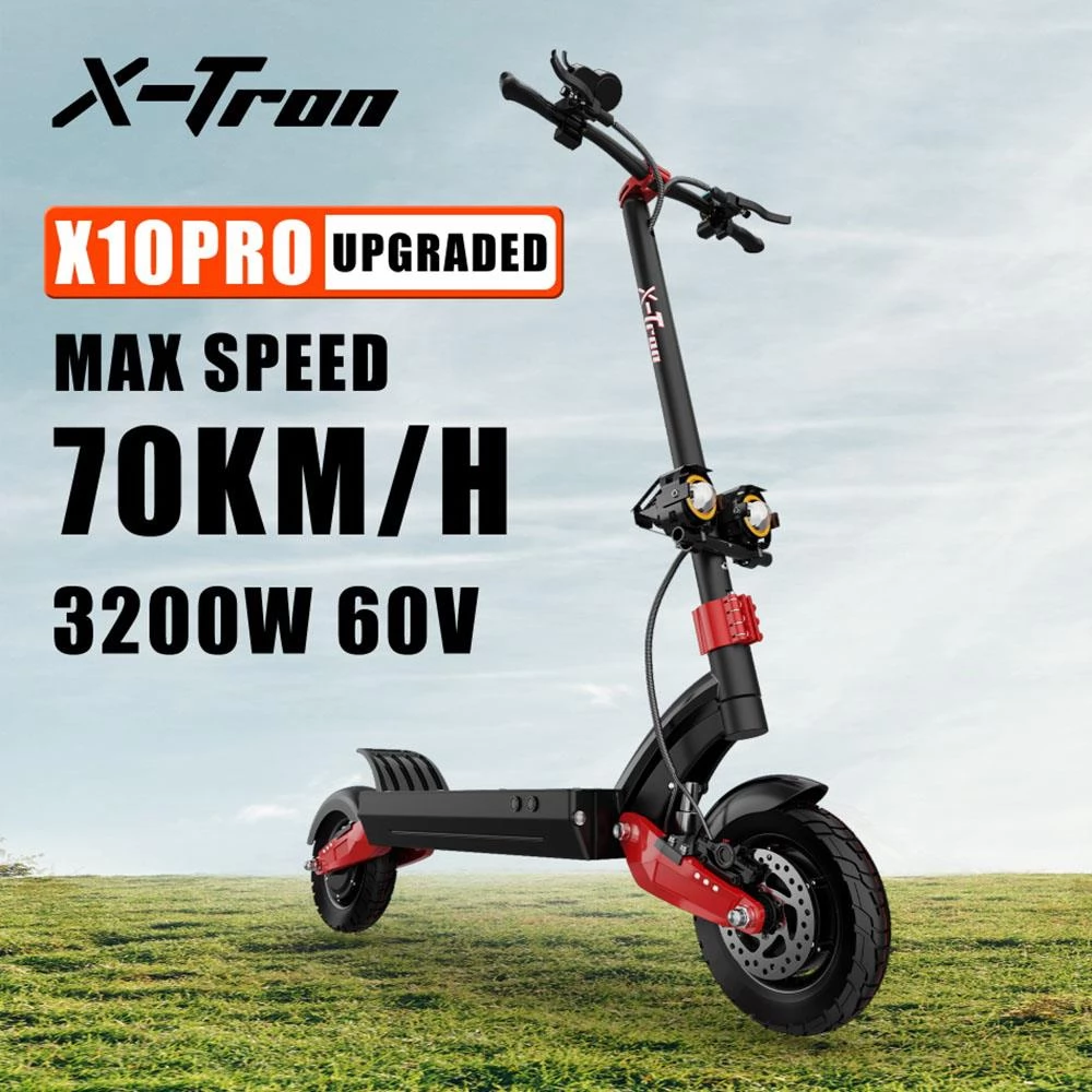 X-Tron X10 Pro 10 Inch Opvouwbare Off-Road Elektrische Scooter - 1600W * 2 Motor & 60V 20,8Ah Batterij Max Snelheid Tot 70km/h