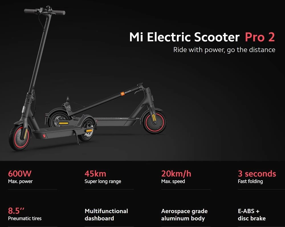 Mi Scooter Pro 2 GE mit ABE-Zulassung, 12800mAh Akku & bürstenloser 300W Gleichstrommotor