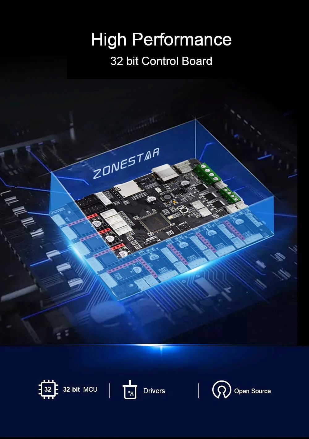 Zonestar Z8PM4 Pro 3D Drucker mit 4 Extruder LCD Display 300 x 300 x 400 mm