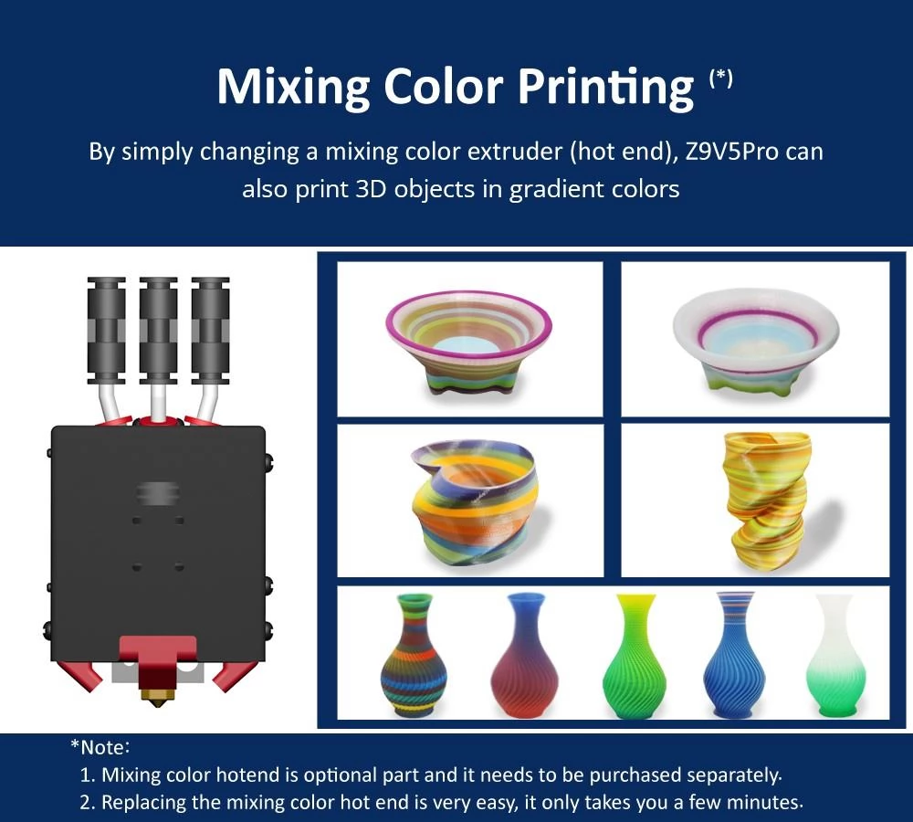 Zonestar Z9V5Pro-MK4 4 Extruders 3D Printer, Het automatische nivelleren, 300x300x400mm