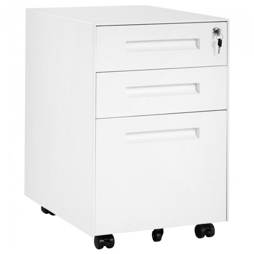 Merax Mobile Container With 3 Drawers White Geekmaxi Com