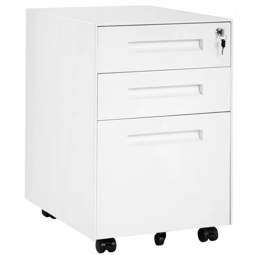 Merax Mobile Container With 3 Drawers - White