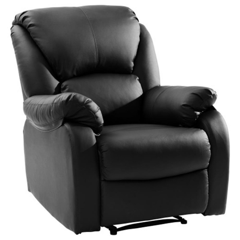 Modern Luxe Push Back Tv Armchair, Black Leather Sofa Recliner