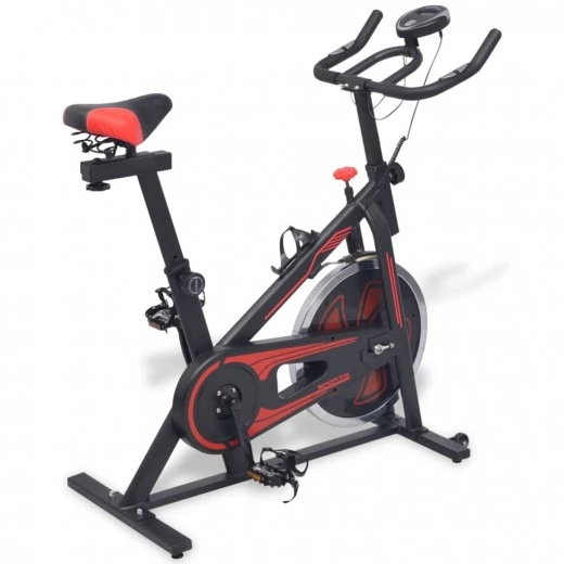 Heimtrainingsrad mit Pulssensoren Schwarz und Rot