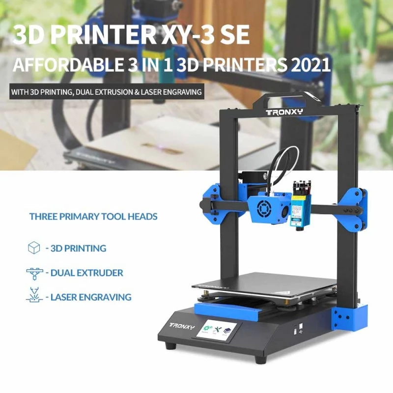 Tronxy XY-3 SE 3D Printer 255*255*260mm Size Dual Laser Engraving( Extruder + Laser Version) GEEKMAXI.COM