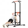 Power Tower Dip Station With Pull-up Bar Push-up Handles Height Adjustable No Backrest And Pull Ropes