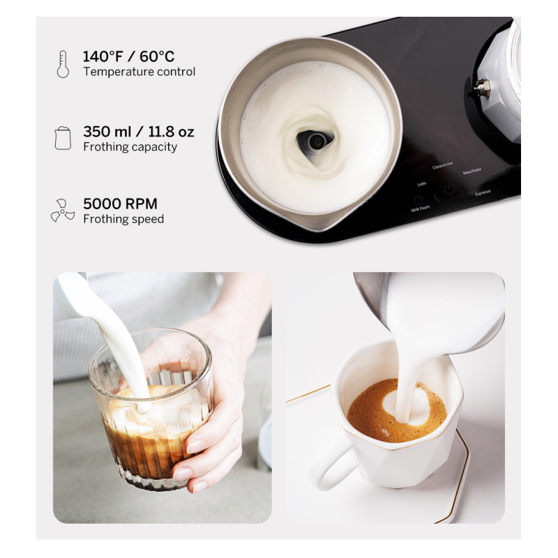 Seven Me Coffee Maker Machine, Milk Warmer Frother For Coffee Machine