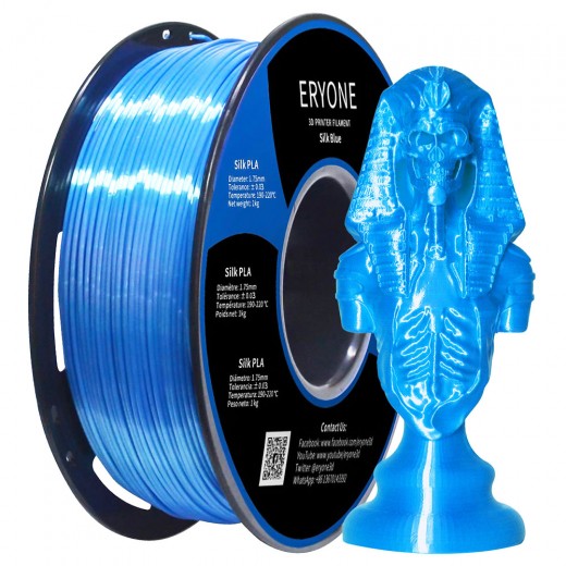 ERYONE Silk PLA Filament for 3D Printer 1.75mm Tolerance ±0.03mm 1kg (2.2LBS)/Spool - Blue