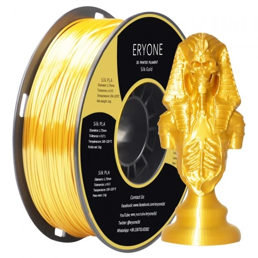 ERYONE Silk PLA Filament for 3D Printer 1.75mm Tolerance ±0.03mm 1kg (2.2LBS)/Spool - Gold