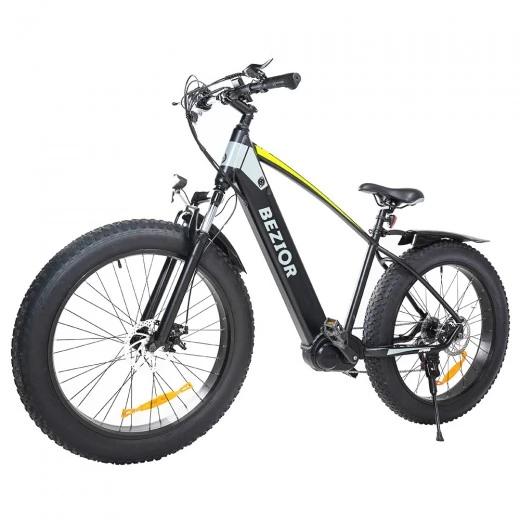 Bezior XF800 26*4.0” Tire Electric Bicycle Mountain E-Bike (500W Mid-drive Motor & 48V 13Ah Battery)
