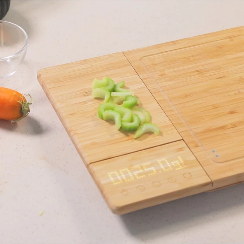 ChopBox Smart Cutting Board Bamboo Chopping Blocks With 10 Features, IPX7  Waterproof, Digital Timer, Weighing Scale, Dual-board
