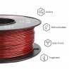 ERYONE Galaxy PETG Filament für 3D-Drucker, 1,75 mm, Toleranz ±0,03 mm, 1 kg/Spule – Rot
