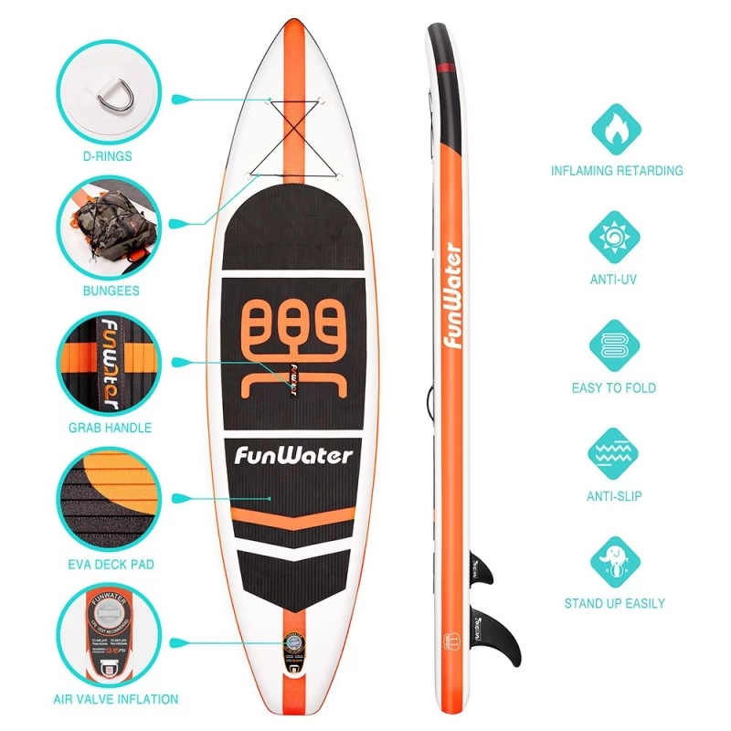 FunWater Cruise Inflatable Stand Up Paddle Board 335x84x15cm Ultra-Light  for All Levels with 10L Dry Bag Travel Backpack 