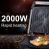 Sonifer SF6012 2000W Elektrisch contactgrill, rookloos bakken 90 graden open BBQ -bakplaat, Panini Press Barbecue Griddle