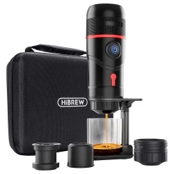 HiBREW H4 Tragbare Auto-Kaffeemaschine, 15 Bar Druck, DC 12 V Espresso-Kaffeemaschine mit Adapter & Tasche