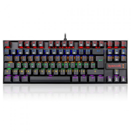 

Redragon K552 Rainbow Backlight TKL Mechanical Keyboard Compact 88 Keys AZERTY FR Layout Red Switch