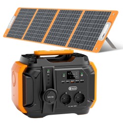 Flashfish A501 540Wh 500W Portable Power Station, TSP 18V 100W Foldable Solar Panel Emergency Energy Kit