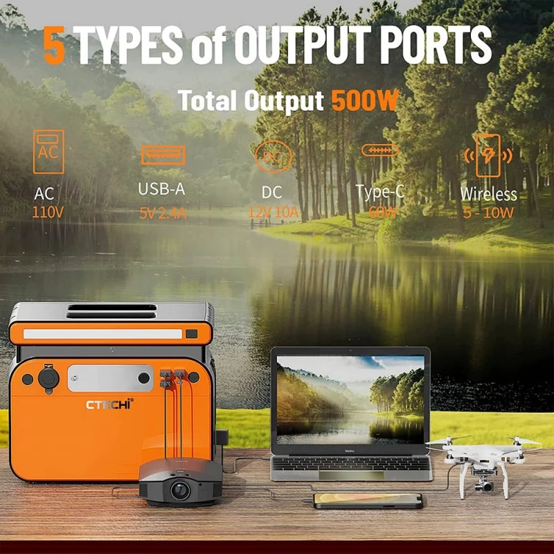 CTECHi GT500 500W/518Wh Portable Power Station, LiFePO4 Battery