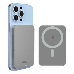 HINOVO MB1-5000 5000mAh draagbare metalen magnetische draadloze Power Bank, Mag-Safe batterijpack voor iPhone 14/13/12