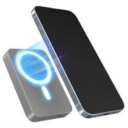 HINOVO MB1-10000 10000mAh Portable Metal Magnetic Wireless Power Bank, Mag-Safe Battery Pack for iPhone 14/13/12