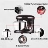 Sonifer SF8064 1400W Küchenmaschine mit Rührschüssel, Metallgetriebe & 3 Knethaken
